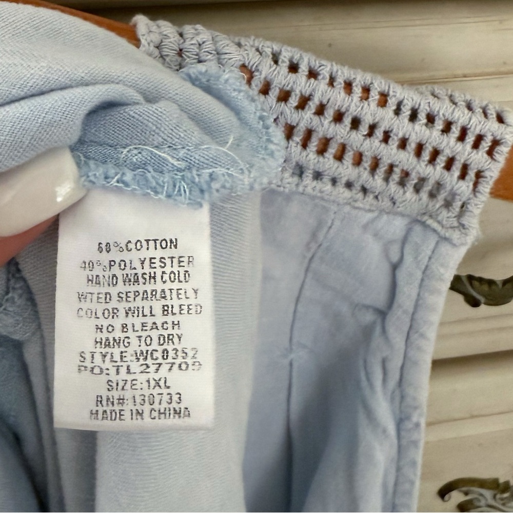 Umgee Blue Mineral Wash Cotton Dress - Picture 4 of 4